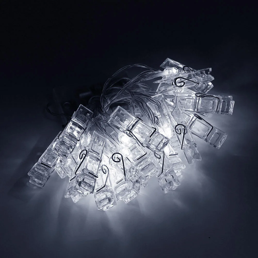 Cold White Светодиодная лампа с зажимом 30 20 10 светодиодный s фото карта гирлянда Сказочный светодиодный гирлянда AA батарея вечерние свадебные украшения дома лампа - Испускаемый цвет: Cold White