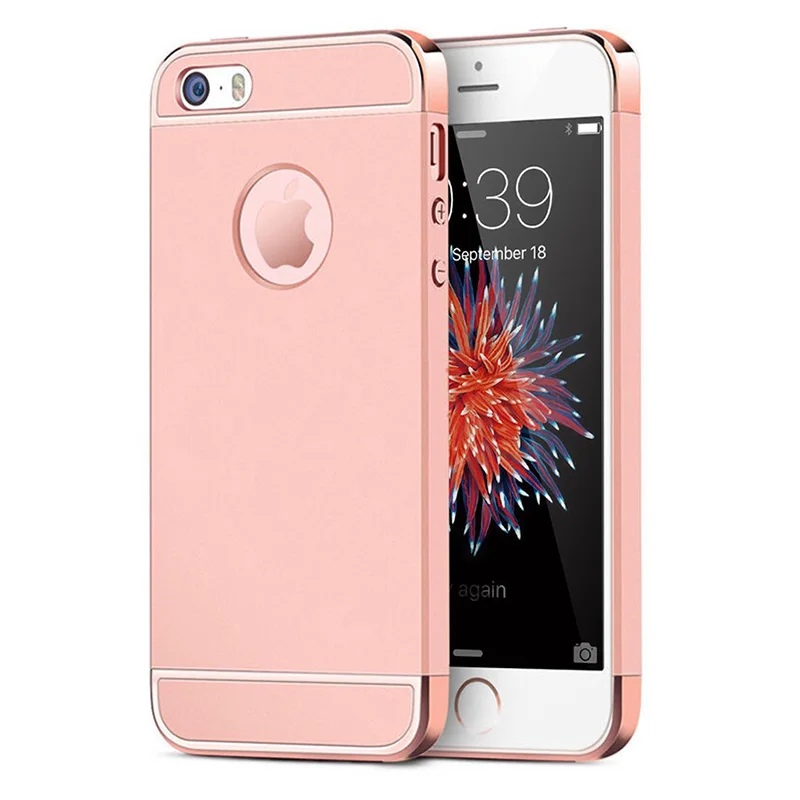Чехол для iPhone 5S SE 5, роскошный противоударный чехол для iPhone 5S, жесткий чехол с гальваническим покрытием для iPhone SE, матовый чехол для iPhone 5 - Цвет: Rose Gold