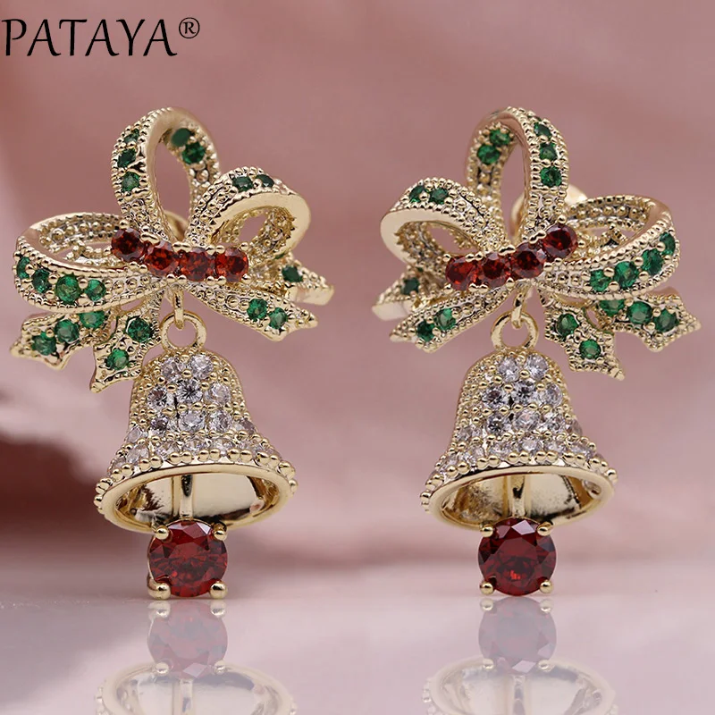 Серьги гвоздики PATAYA с колокольчиком подарок на Новый год 585 розовое золото