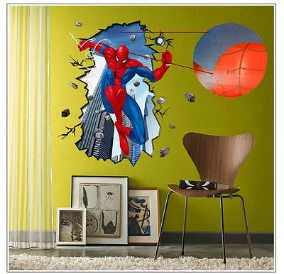 Супергерой Человек паук трещины настенное художественное оформление наклейки