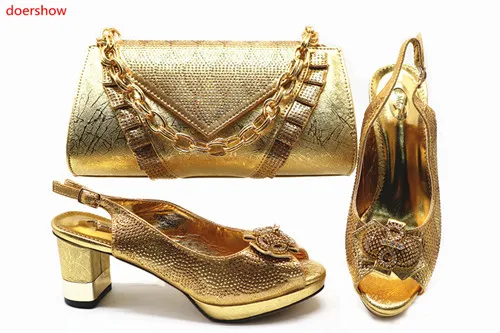 

doershow African golShoes and Bag To Match High Quality Italian Shoe and Bag Set Nigerian Party Shoe and Bag Set Wedding!STB1-20