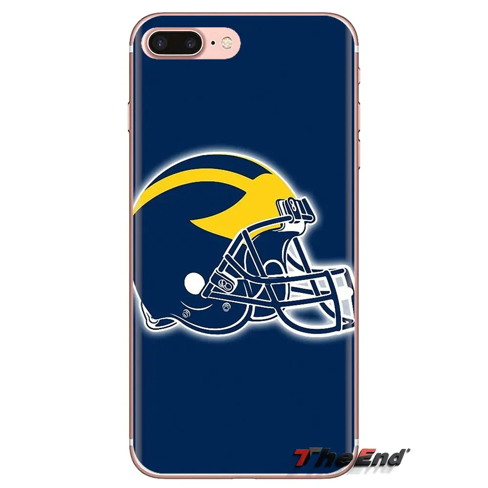 Прозрачный ТПУ чехол для Samsung Galaxy S3 S4 S5 Mini S6 S7 Edge S8 S9 S10 Plus Note 3 4 5 8 9 Michigan Wolverines ice Hockey |