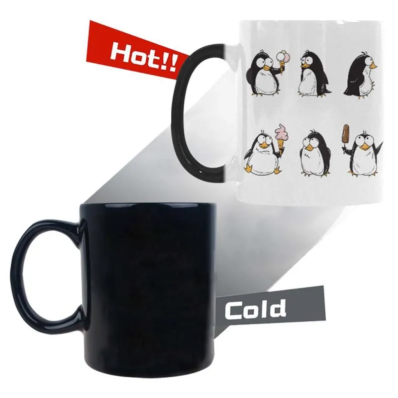 Милая кружка с изображением пингвина из мультфильма Термочувствительная