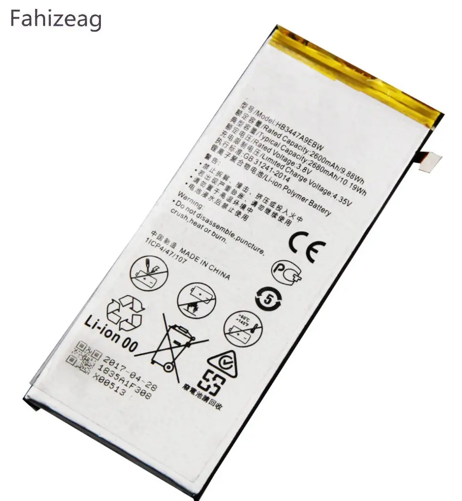 Fahizeag Высокое качество 2600 mAh/9.88Wh Замена батареи HB3447A9EBW для Huawei P8 P 8 батарея сотового