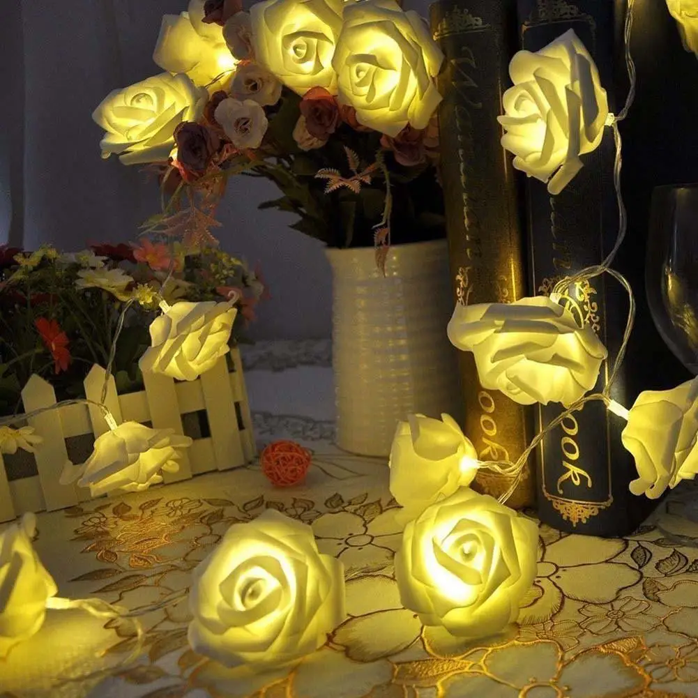 20LED роза цветы световая гирлянда на батарейках искусственные Искусственные