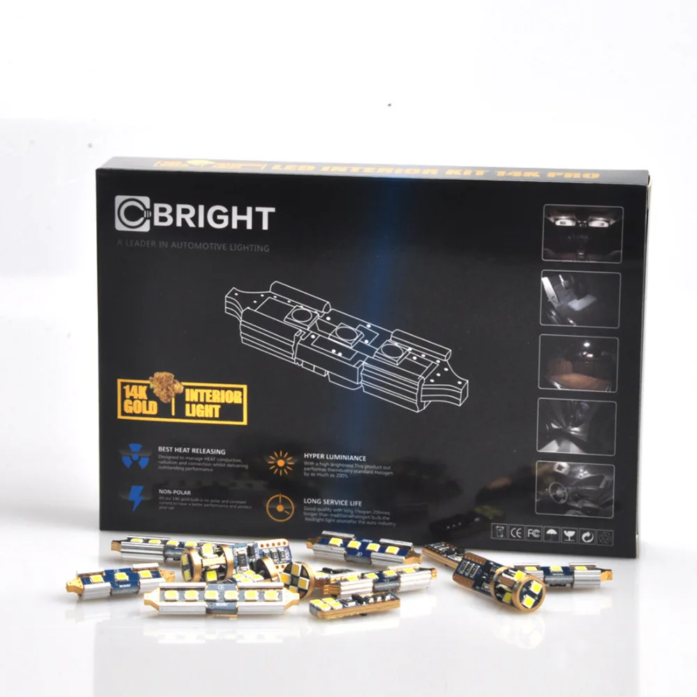 

18pcs Xenon White 14K Gold Complete LED Interior Reading Light Map Light Kit for 2003 - 2007 Cadillac CTS WITH Samsung 3030 LED