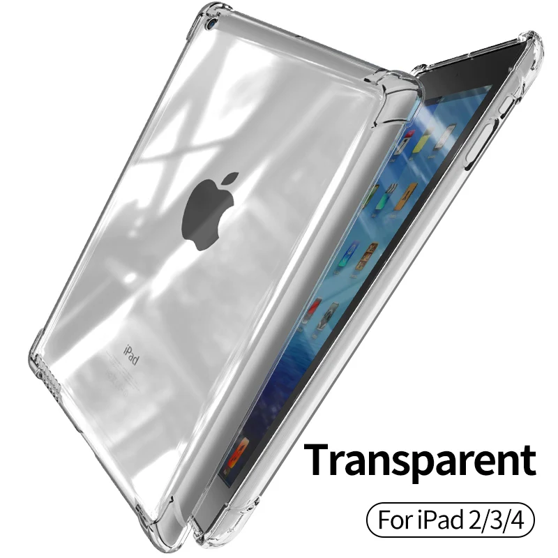 PZOZ для iPad 2/3/4 Силиконовый противоударный чехол прозрачный ТПУ для Apple, iPad 9,7 Air 2 Pro 10,5 Mini 4 3 2 1 чехол - Цвет: iPad2 3 4Transparent