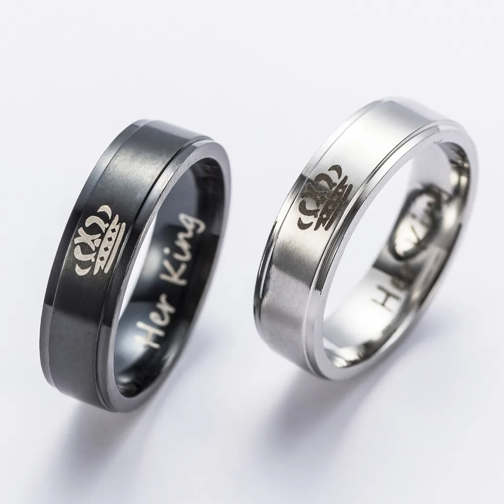 Engagement Wedding Promise Jewelry Ring 2018 Fashion Crown Her king and His Queen Couples Stainless Steel Lover | Украшения и
