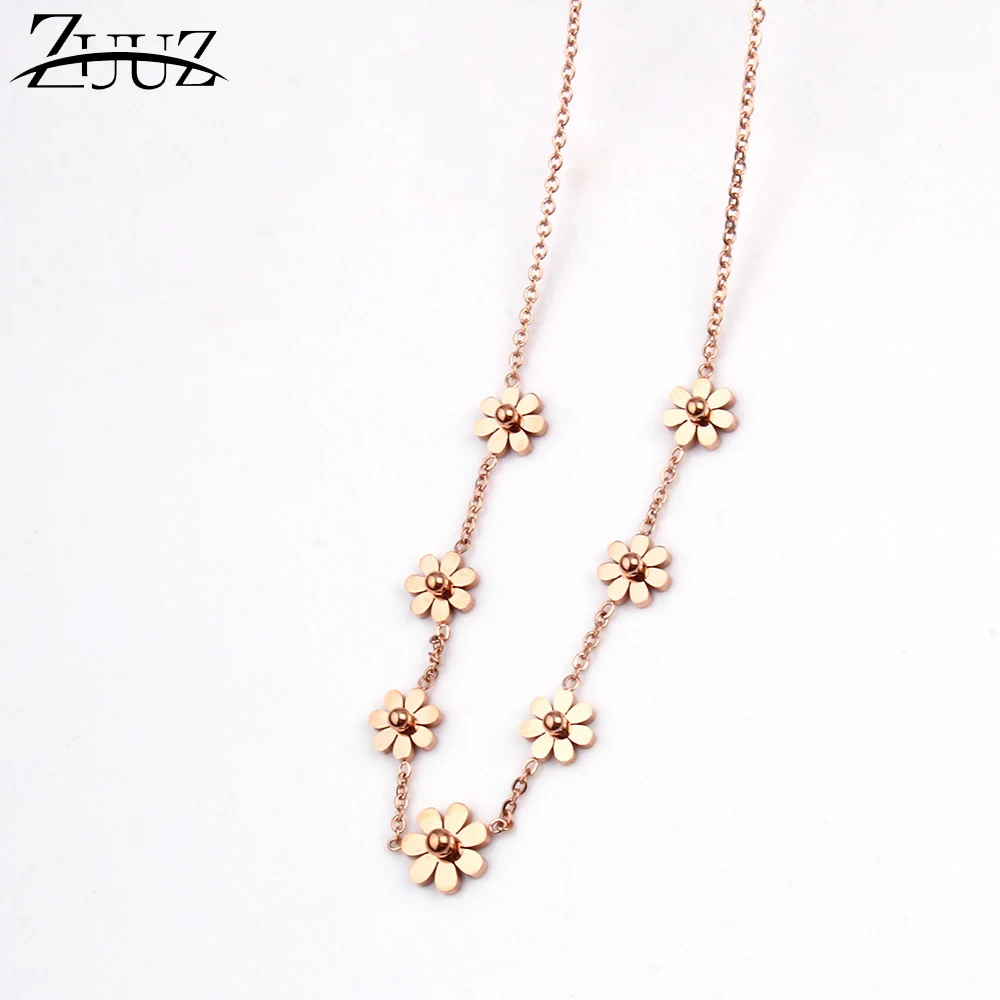 rose gold ZUUZ ожерелья и подвески jewelry интимные аксессуары цепь из розового золота серебро для женщин нержавеющая сталь длинный Цветок femme украшения - Окраска металла: rose gold
