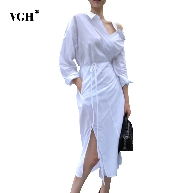 VGH 2018 с открытыми плечами летние длинные рубашки для женщин Sexy бретелек кружево