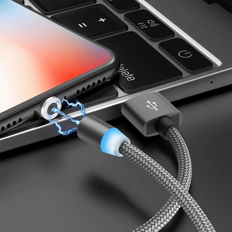 Suhach 1 м 2 м Магнитный светодиодный кабель Micro usb type C Магнитный usb кабель для зарядки iPhone X 7 8 XS Max XR huawei samsung xiaomi LG