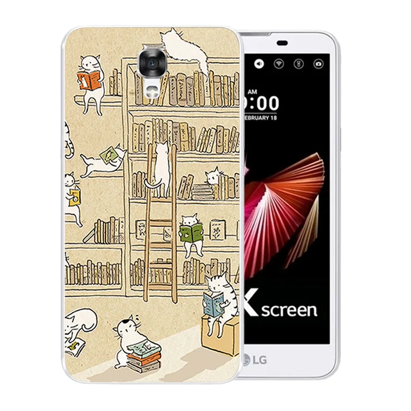 Мягкий ТПУ чехол для LG X Экран/X View K500N K500DS кошки семья из мягкого силикона с узором