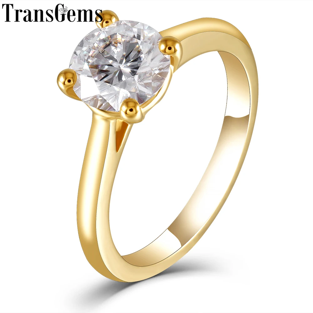 Набор пасьянсов TransGems 18 K 750 желтое золото 1ct 6 5 мм F цветное обручальное кольцо для