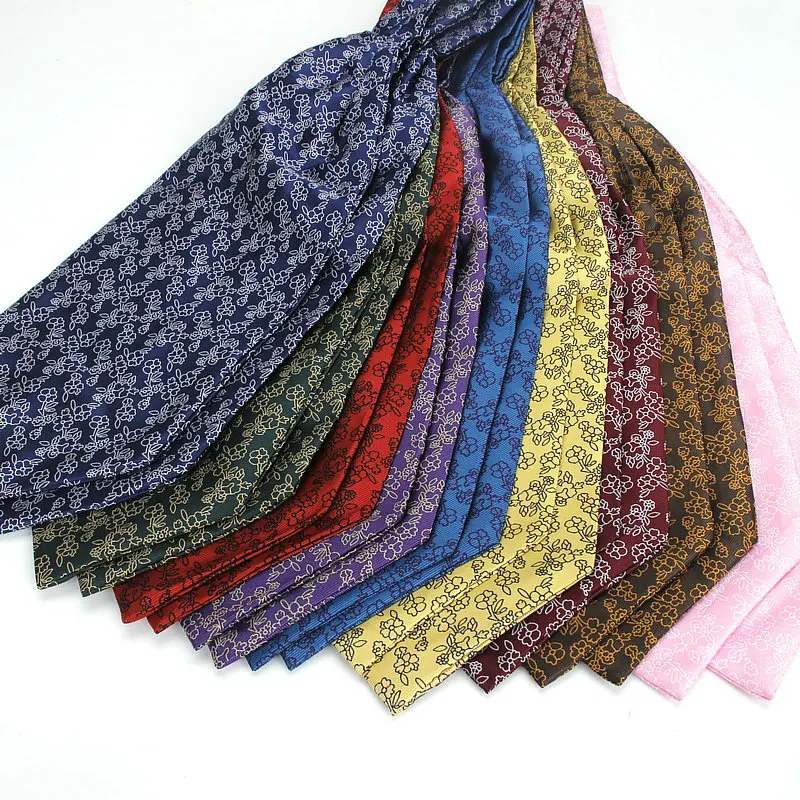 

Brand New Men Vintage Flower Woven Wedding Formal Cravat Ascot Scrunch Self British style Gentleman Polyester Neck Tie Luxury