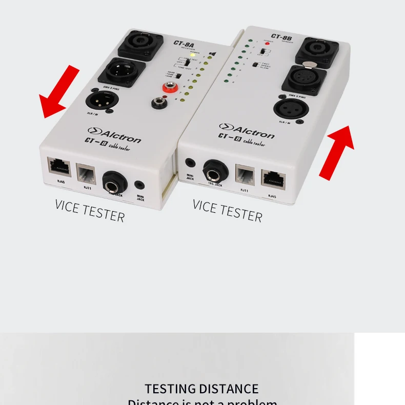 Alctron CT-8 Профессиональный Многоцелевой тестер аудио кабеля линии тестовый инструмент Инженерная проводка разделение тест