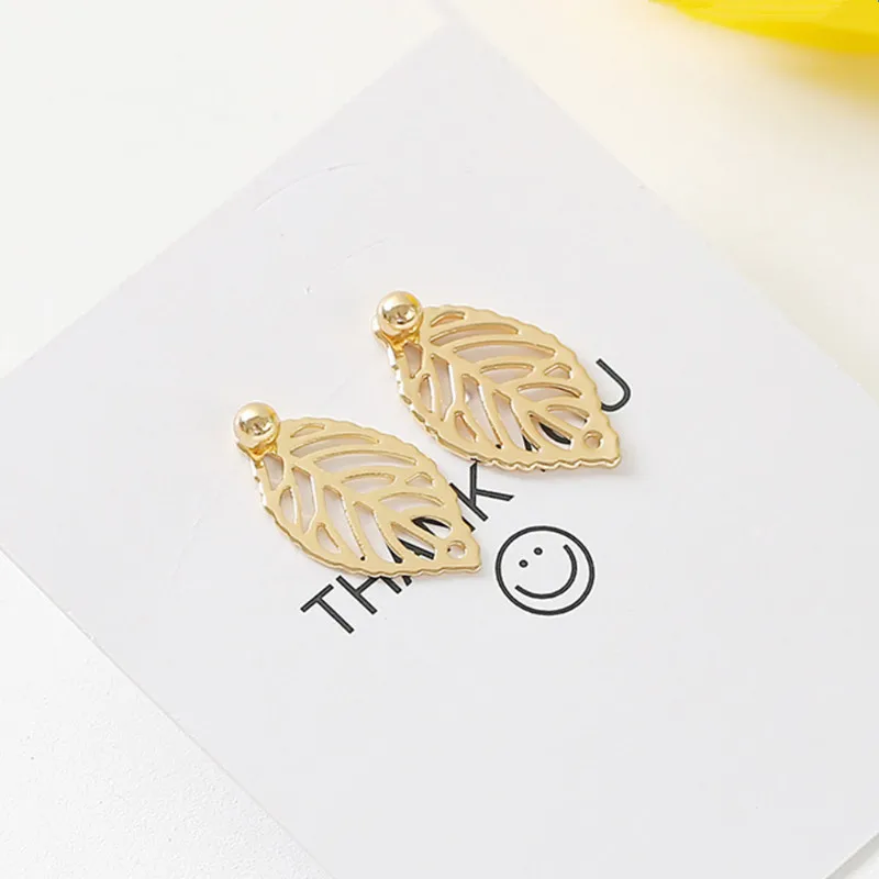 Модные серьги в виде листьев золотого и серебряного цвета для женщин