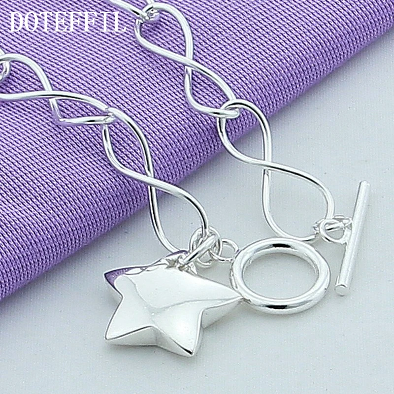 DOTEFFIL 1 шт. в европейском стиле звезда 925 серебряный цвет подвеска цепочка браслет