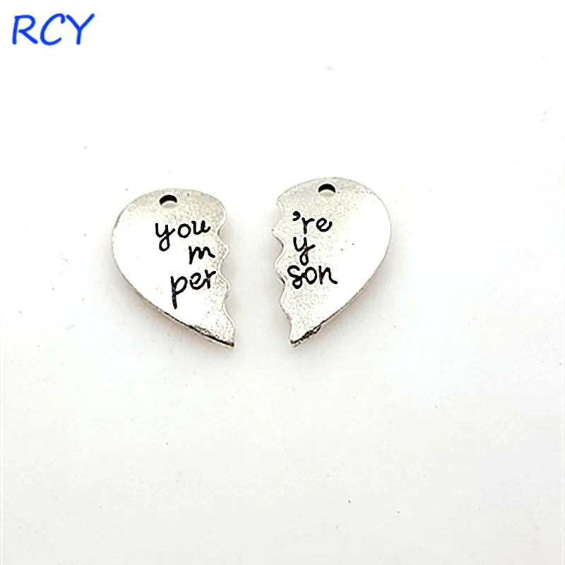 

Top Quality 5 Pieces/lot 20mm Letter Printed you're my person charms heart charms for jewelry making