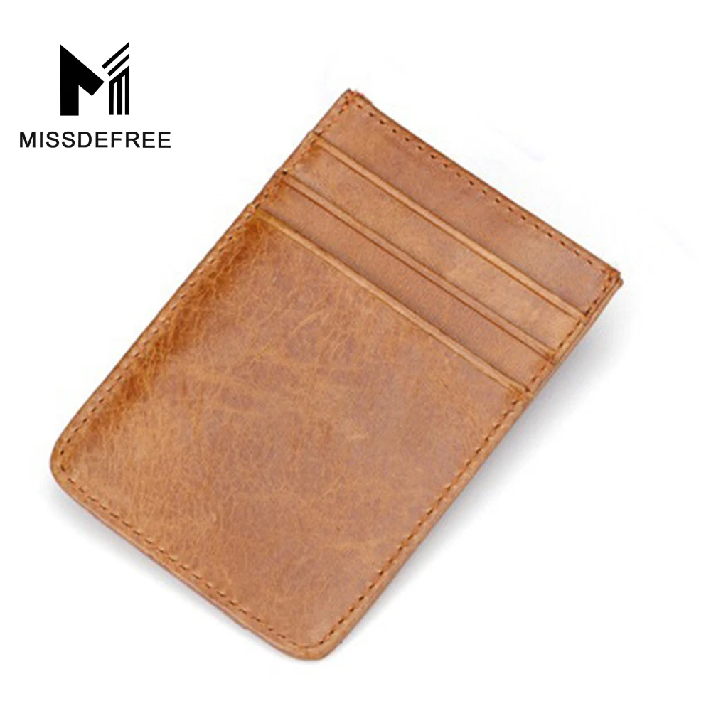Нефть Воск Кожаный Бумажник Карты Для Мужчин Женщины Кредитных Карт держатель