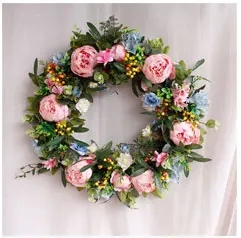 Роза Пион Шелковый венок декоративное украшение для дверей искусственный венок для свадьбы гирлянды с утолщённой меховой опушкой, цветочный венок с утолщённой меховой опушкой, гирлянда из цветов