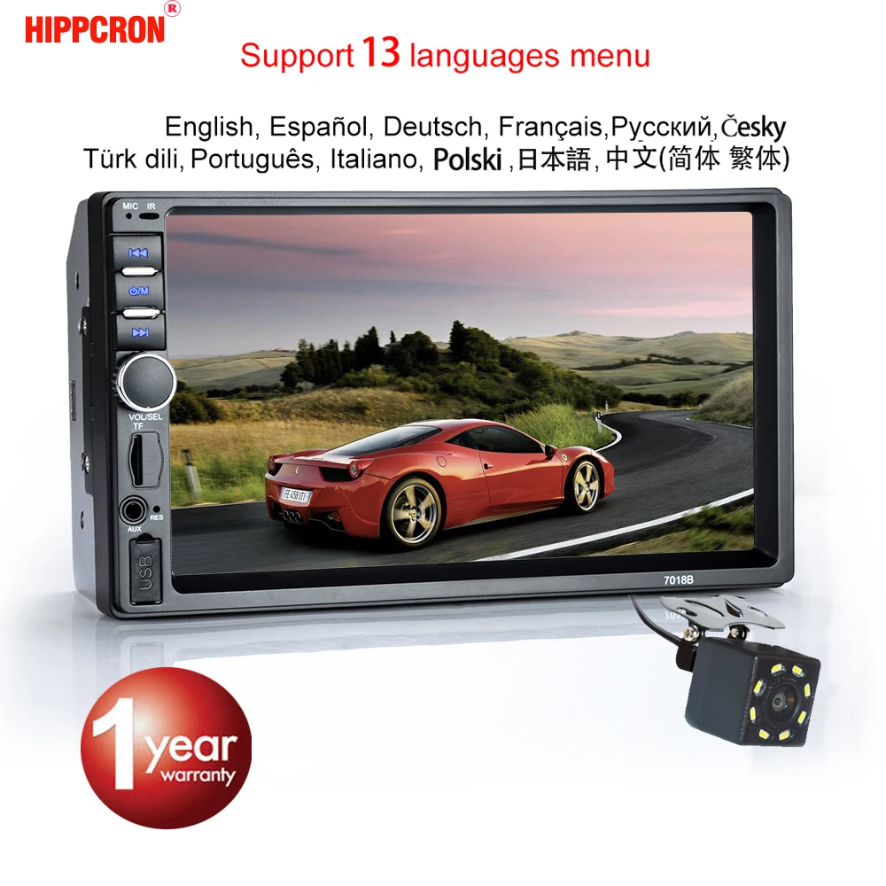 Hipppcron автомобиль MP5 2 Din HD " сенсорный экран стерео Bluetooth FM радио ISO мощность Aux вход SD USB с камерой 12 В