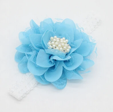 Повязка на голову для девочек кружевная широкая с жемчужинами ободок большим