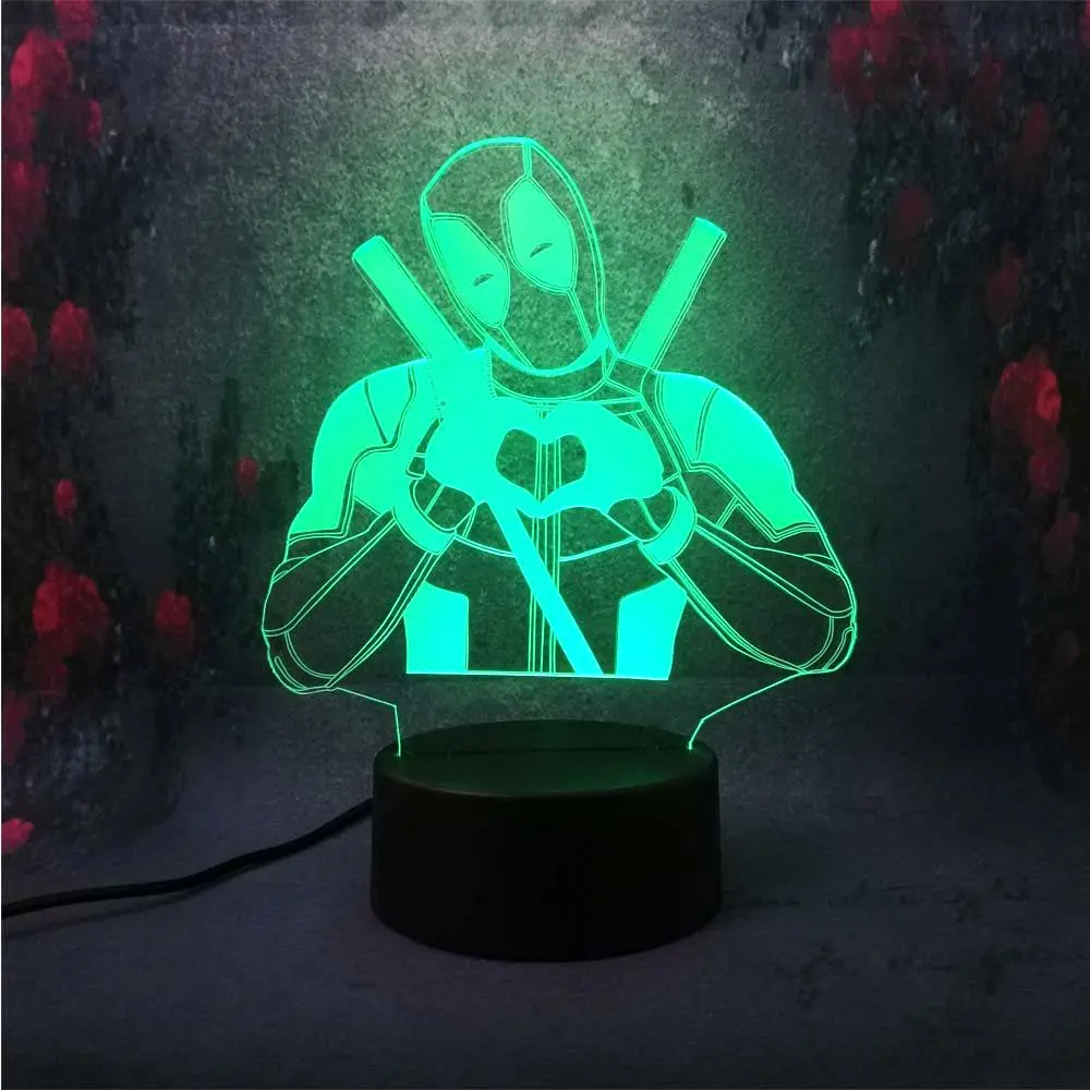 Креативный анти-герой Дэдпул светодиодный 3d-светильник с иллюзией настроения