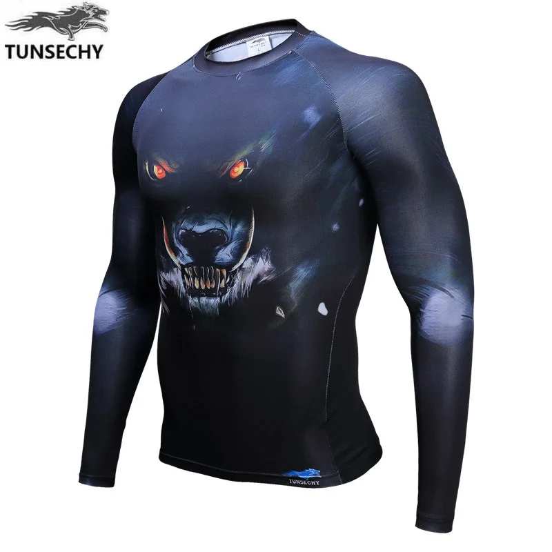 Мужская футболка с длинными рукавами TUNSECHY модная круглым вырезом и цифровой