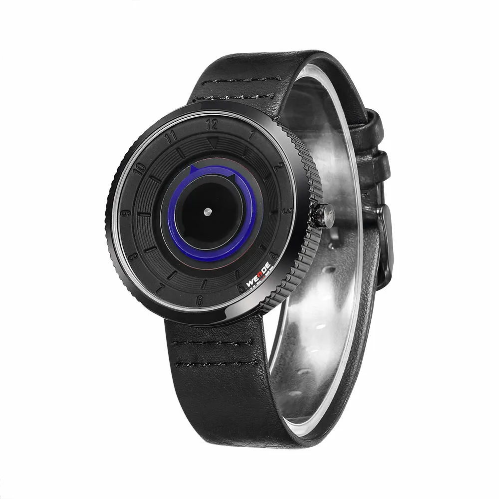 WEIDE Новые кожаные для мужчин s часы Роскошные брендовые водостойкие кварцевые Box