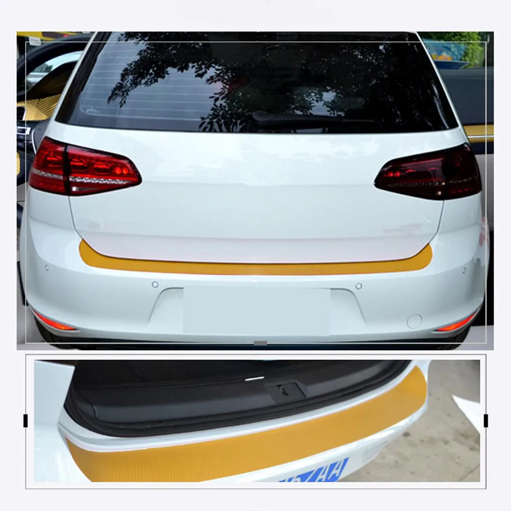 Автомобильный задний бампер порога из углеродного волокна наклейка для Volkswagen VW