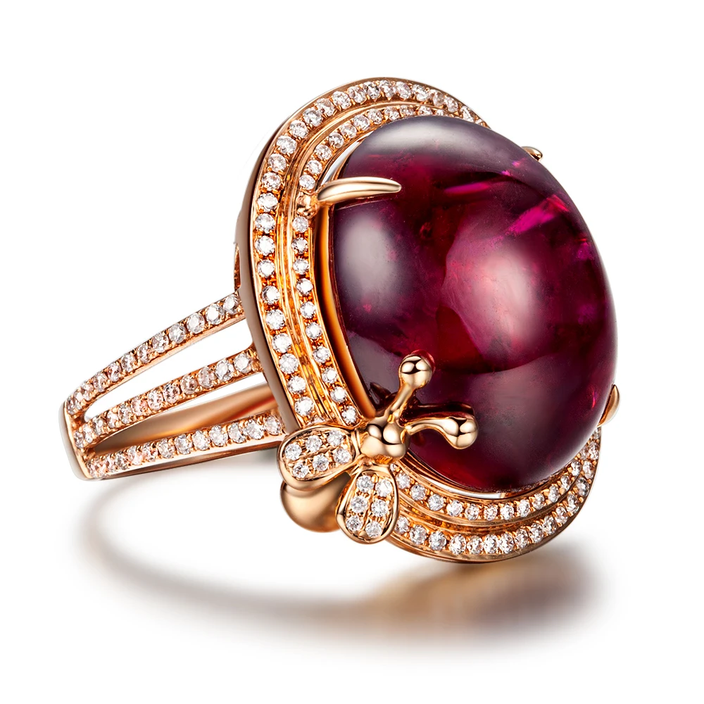 Роскошное турмалиновое кольцо ZOCAI из розового золота 18 К 14 50 карат 0 54 SR706T|ring 18k|18k