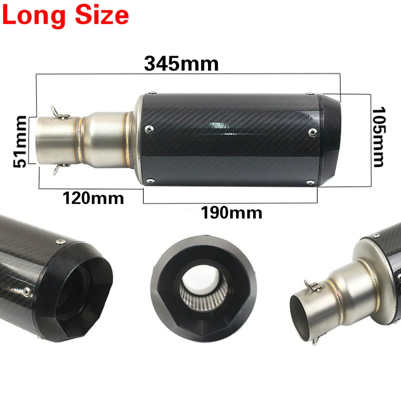 

51MM61MM Exhaust Motorcycle Carbon Fiber CNC Aluminum Circle Motorbike Exhaust Muffler Pipe AR008 CBR CB600 CB400 CBR1000
