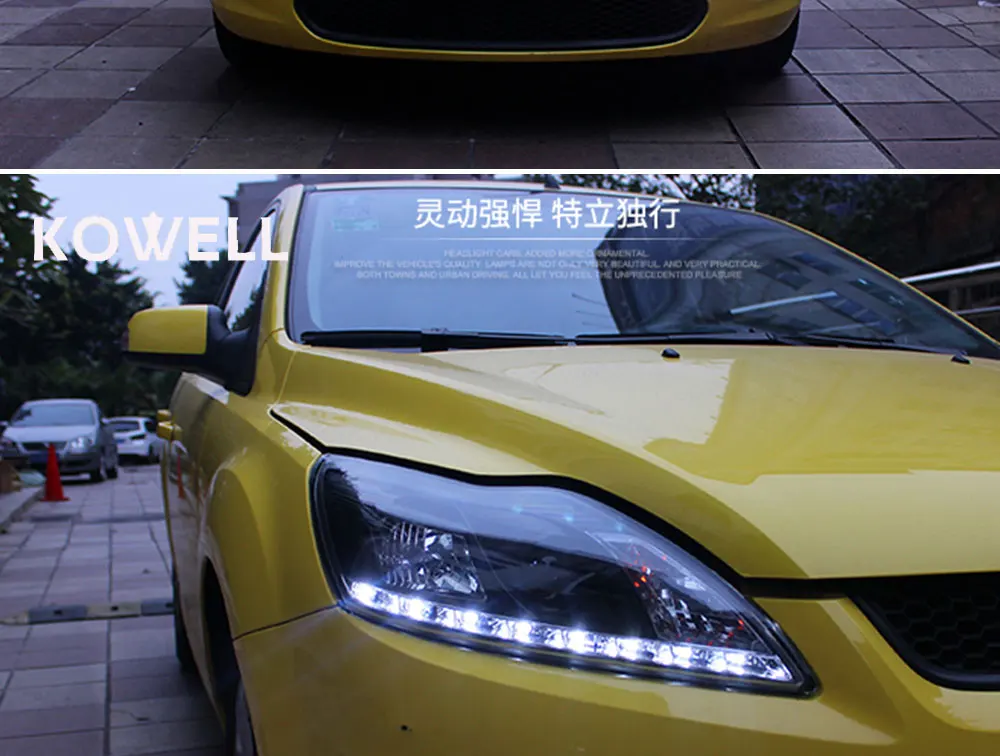 KOWELL автомобильный Стайлинг для Ford Focus фары 2009-2013 Focus 2 светодиодный фары DRL Биксеноновые линзы Высокий Низкий Луч парковочная противотуманная фара