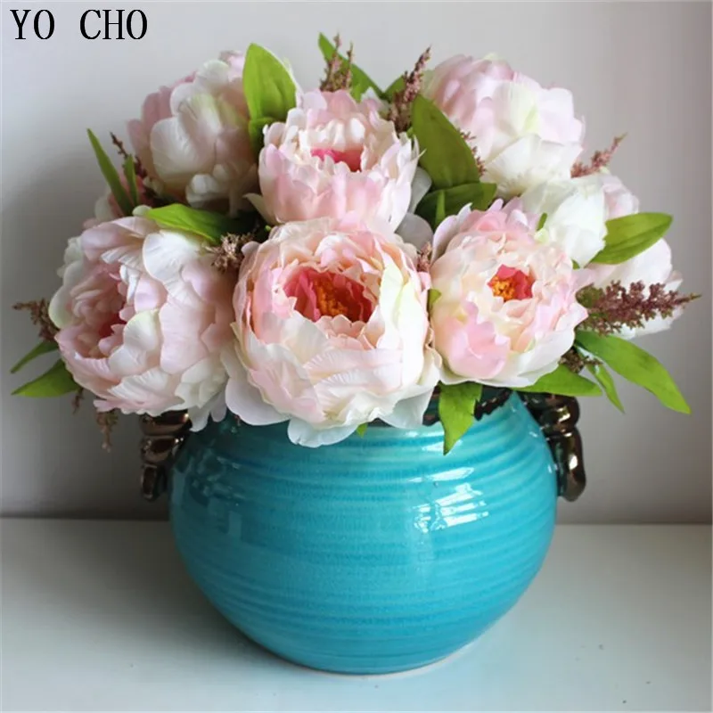 YO CHO(7 голов/Букет) новинка. Шелк/имитация/искусственный цветок пион букет цветов
