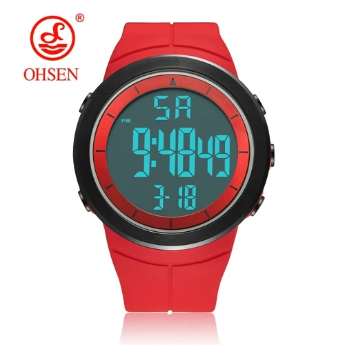 Red watch Новинка OHSEN брендовые модные ЖК Цифровые мужские наручные часы 50 м водонепроницаемые спортивные черные военные мужские часы relogio masculino - Цвет: Red watch