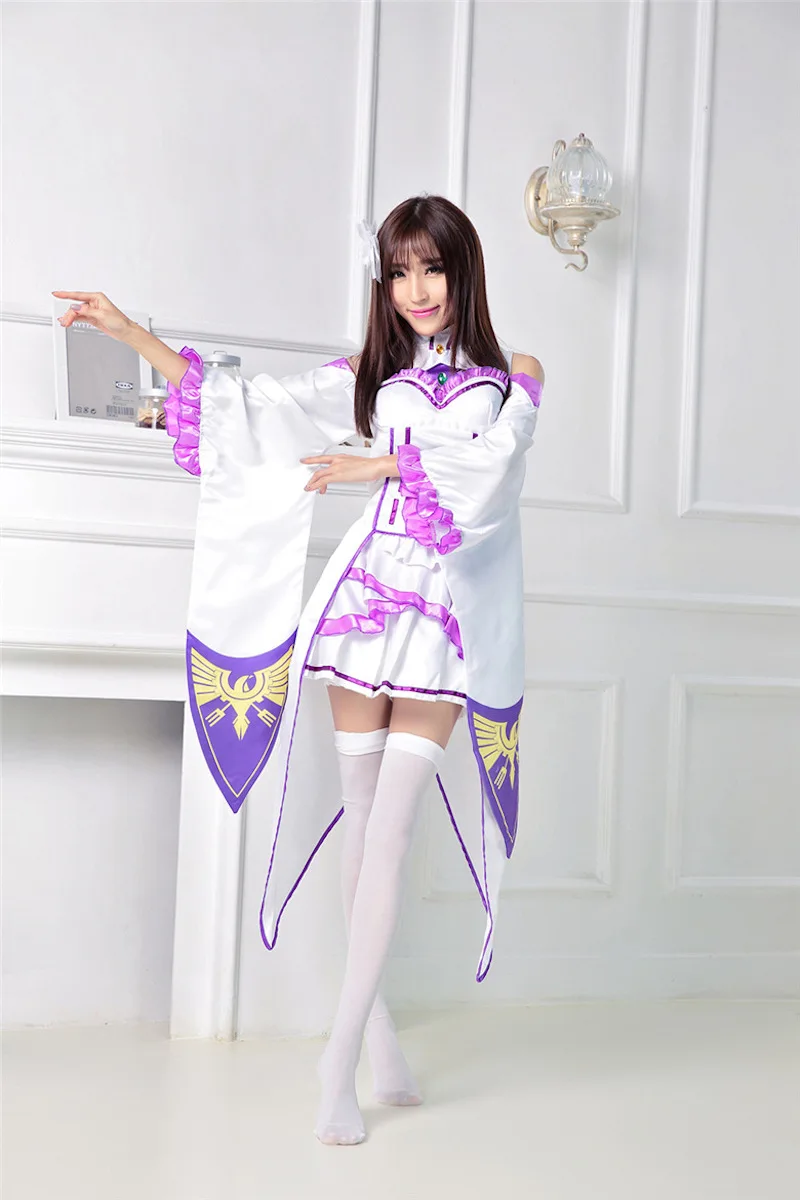 Женский костюм для косплея Re:Zero kara Hajimeru Isekai Seikatsu Emilia маскарадный + головной убор