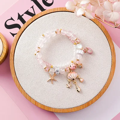 D Розовый Кристалл Шарм серебряные браслеты и браслеты для женщин с AliExpress бисер Мурано ювелирный женский браслет pulseira feminina - Окраска металла: D