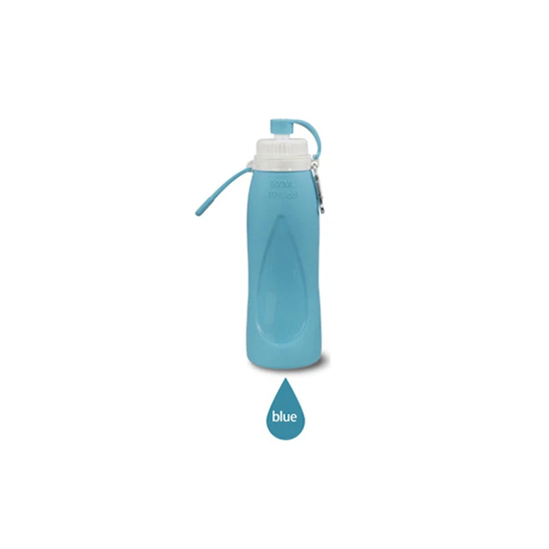 Blue YIBO 1 шт. Пищевая силиконовая Спортивная бутылка для воды на открытом воздухе портативный складной креативный чайник для путешествий спортивный чайник большой емкости - Цвет: Blue