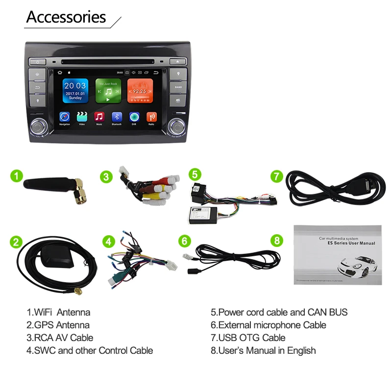 Android 8 1 автомобильный мультимедийный плеер gps 2 Din стерео Системы для Fiat Bravo 2007 2012