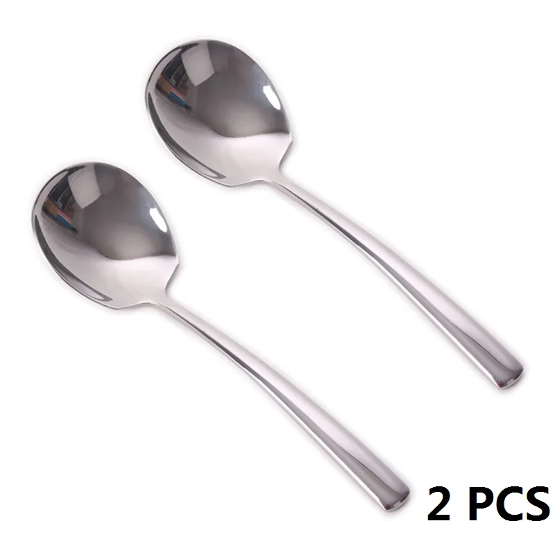 2pcs 8," Большая сервировочная ложка из нержавеющей стали для легкого завтрака ложки для риса толщина круглый суп Ужин Совок для общественных столовых приборов Ресторан Бар - Цвет: 2pcs