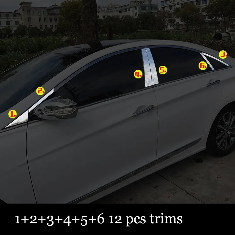 Lsrtw2017 304 нержавеющая сталь окна автомобиля планки для hyundai sonata 2010 2011 2012 2013 hyundai i45 - Название цвета: 12 pcs trims