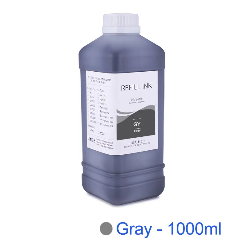 1 PCS - Grey 1000ml/Bottle For HP 70 72 Pigment Ink For HP T610 T620 T770 T790 T795 T1100 T1120 T1200 T1300 T2300 Z2100 Z3100 Z3200 Z5400 - Цвет: 1 PCS - Grey