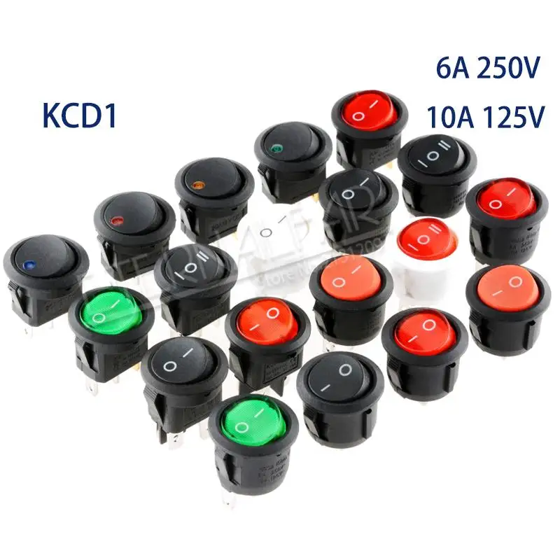 SPST 6A 250 в 10 a 125 В AC ВКЛ-ВЫКЛ круглый переключатель 12 В светодиодный кулисный переключатель Светодиодный точечный светильник Светодиодная подсветка для автомобиля приборной панели