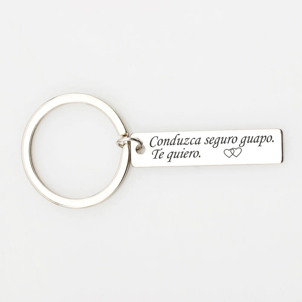 Engraved Spanish language Drive safe Handsome I love you key Chains Couples lover's Parents Tag Driver Keys Holder driver | Украшения и