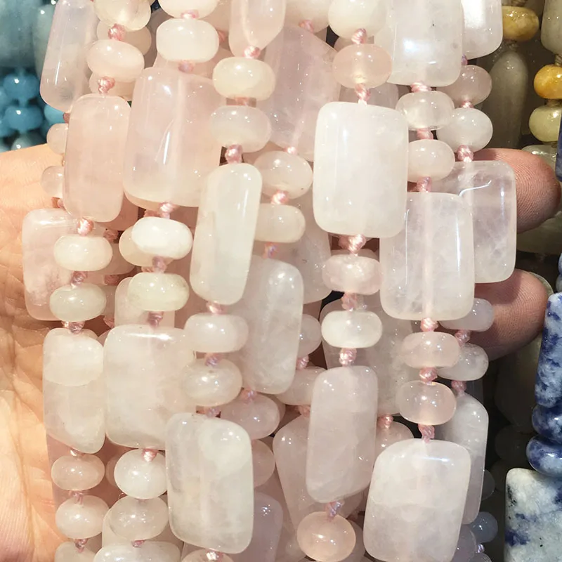 Rose quartz Ожерелье из натурального камня ожерелье из розового кварца 23 Цвета на выбор 13X18 мм 6x8 мм 18 дюймов - Окраска металла: Rose quartz