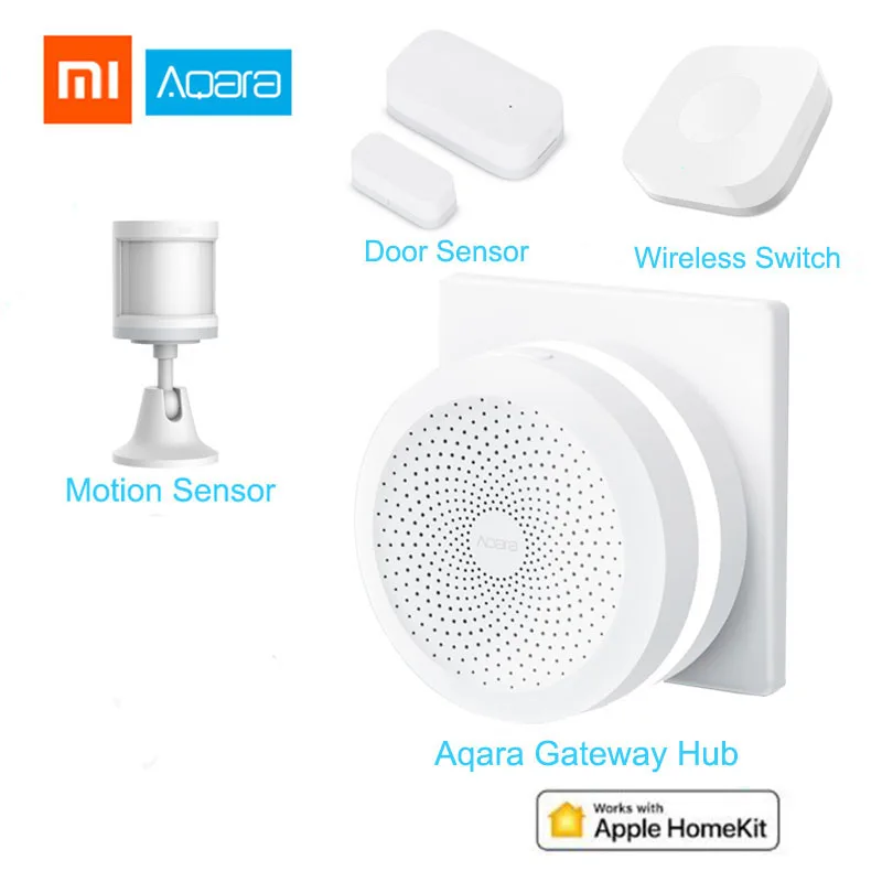 Aqara 4 in one Xiaomi Aqara комплекты умного дома шлюз концентратор окна двери датчик человеческого тела беспроводной переключатель температуры и влажности воды датчик Apple - Цвет: Aqara 4 in one