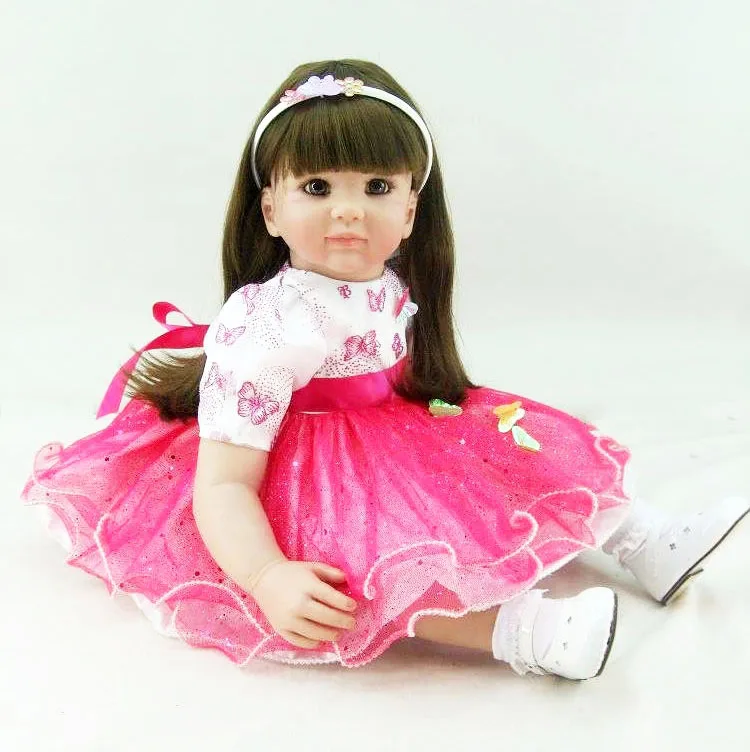 

24"/60 cm Colorful Dress Reborn Babies Doll Princess Girl Baby Doll Soft Vinyl Silicone bebe reborn Toddler Doll Toys Gift