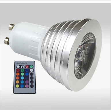 Светодиодная RGB лампа 3 Вт E27 gu10 16 цветов меняющая цвет точесветильник светильник
