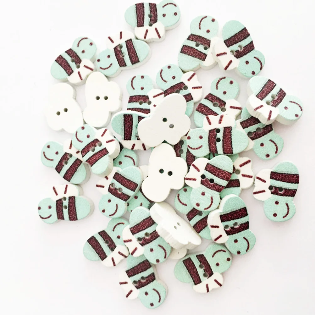 100 шт. креативные милые шикарные деревянные пчелы пуговицы для шитья свадьбы