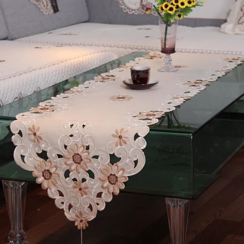 Новинка элегантные скатерти из полиэстера vezon с вышивкой цветочные рисунки